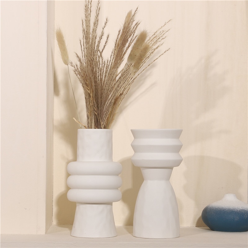 Moderne hvit geometrisk skandinavisk vase