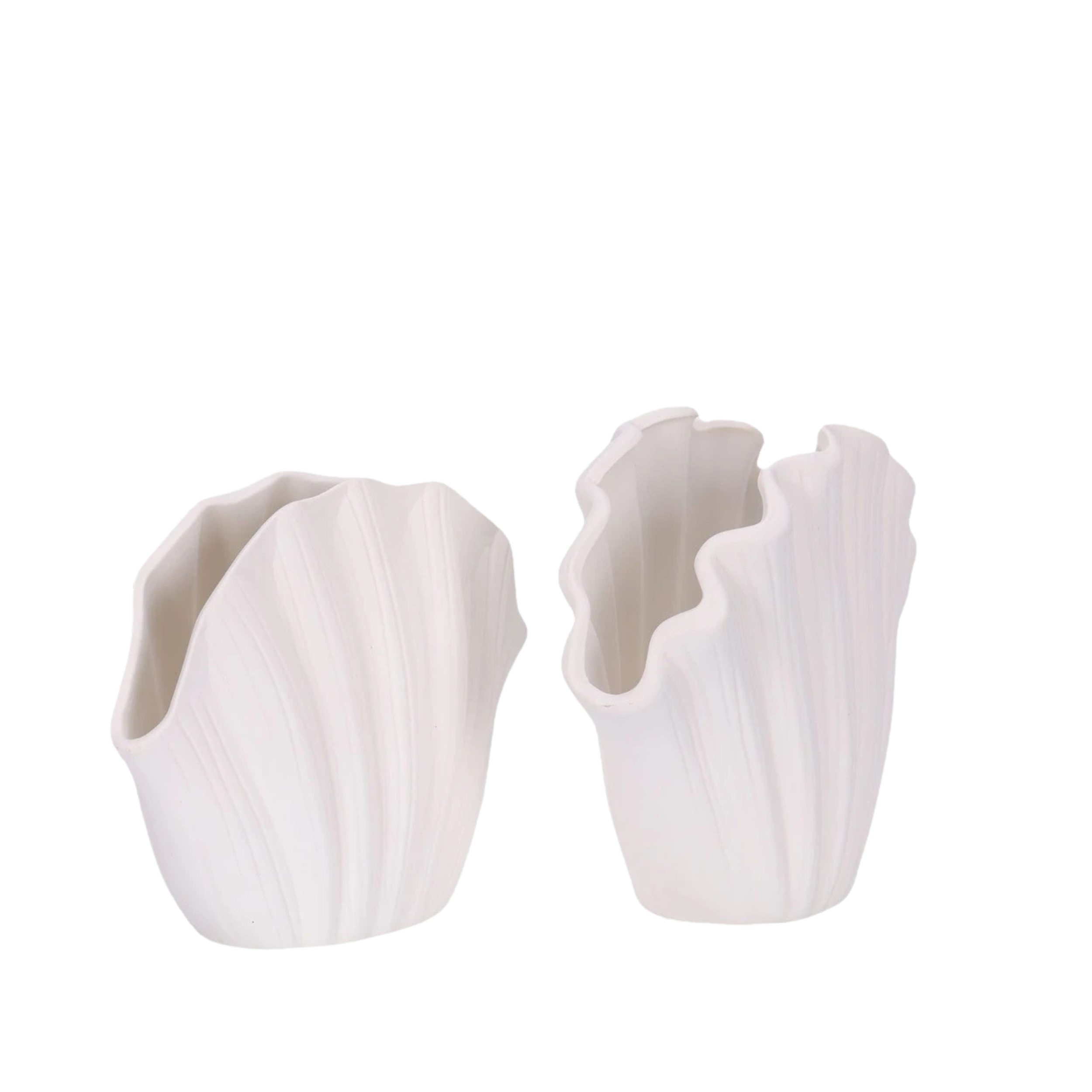 Vaso duo bianco a forma di conchiglia