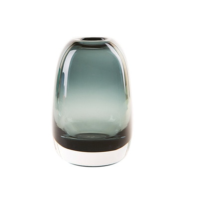 Rund art deco-vase i farget glass