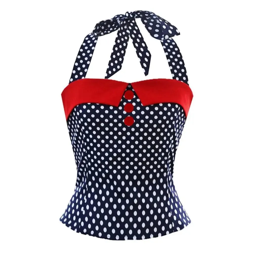 50. léta Halenka na ramínka Pin Up Polka dots