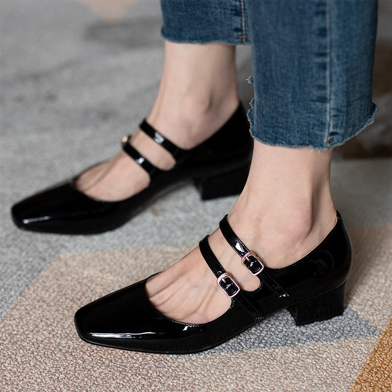 60. léta Mary Jane Double Strap Shoes