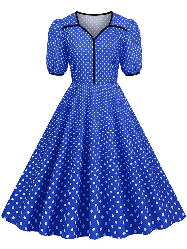 Hepburn Polka Dot Midi šaty z roku 1940