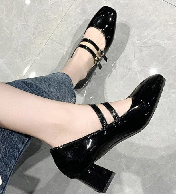 60. léta Mary Jane Double Strap Shoes