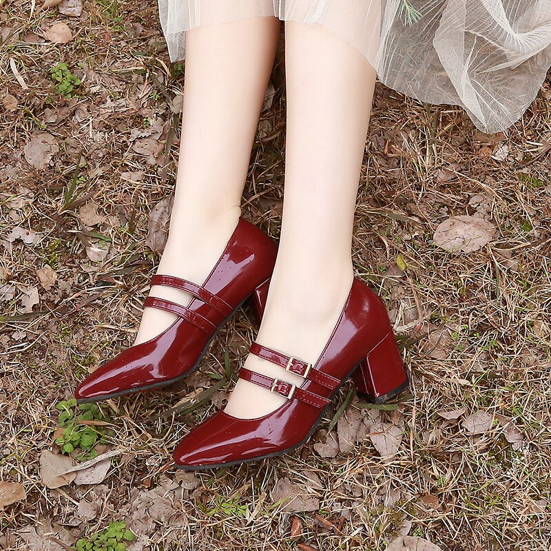 60. léta Mary Jane Double Strap Shoes