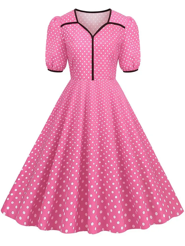 Hepburn Polka Dot Midi šaty z roku 1940