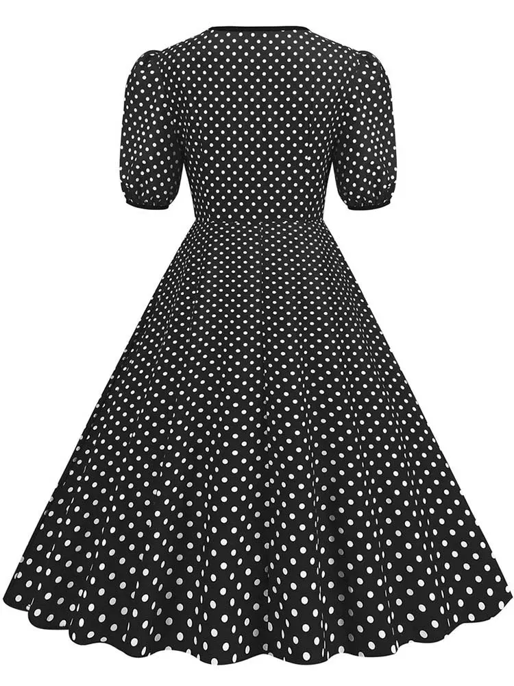 Hepburn Polka Dot Midi šaty z roku 1940