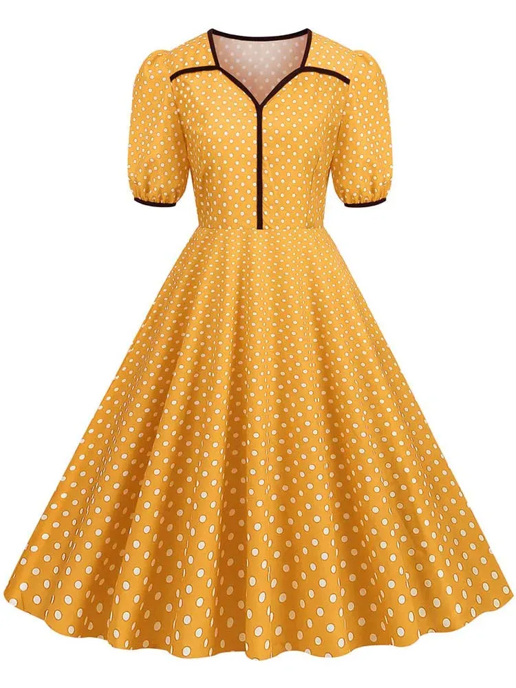 Hepburn Polka Dot Midi šaty z roku 1940