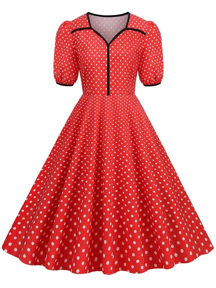 Hepburn Polka Dot Midi šaty z roku 1940