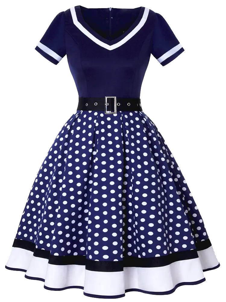 Années 60 Robe De Jour A Pois Rock A Billy Grandes Taille