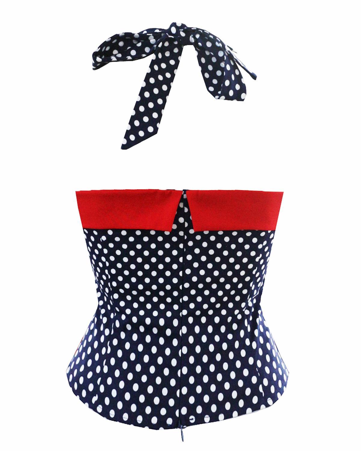 50. léta Halenka na ramínka Pin Up Polka dots