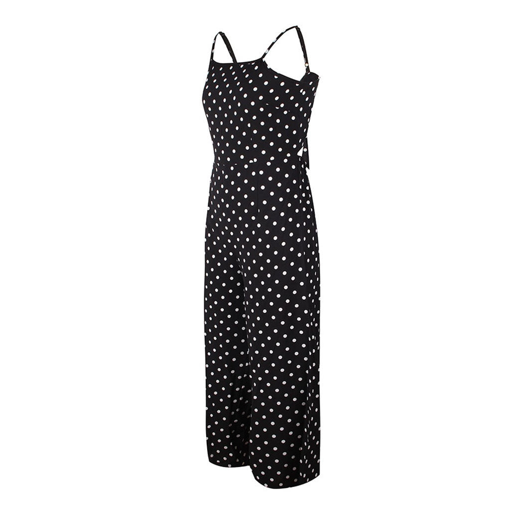 60. léta Retro Bardot Polka Dot Jumpsuit