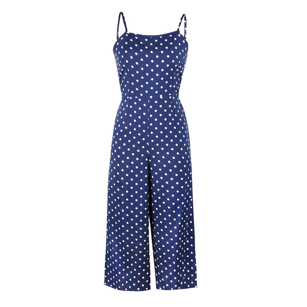 60. léta Retro Bardot Polka Dot Jumpsuit