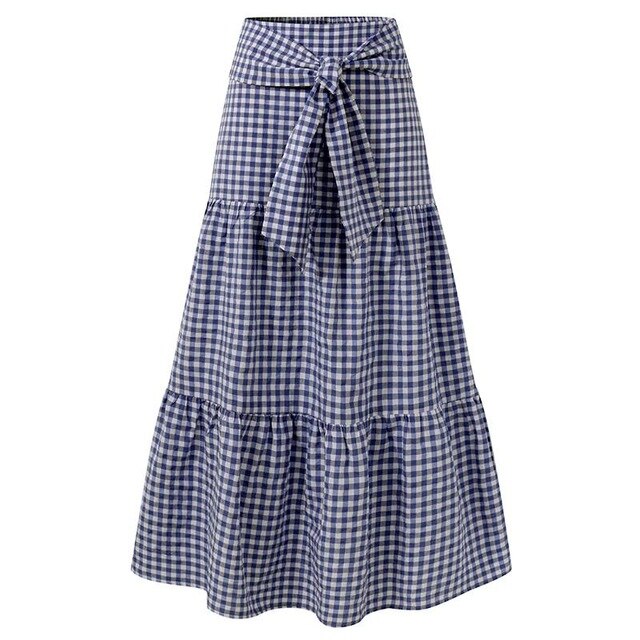 Bohémská cikánská dlouhá sukně ze 70. let Gingham