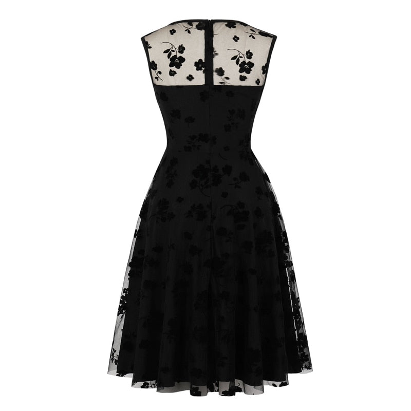 50. léta Velvet Trapeze Dress Pin Up Dita