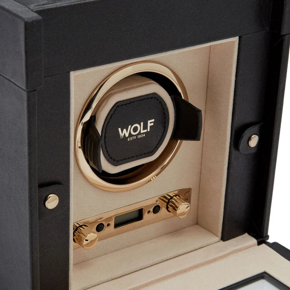 Horloge-opwinder - Palermo 1 horloge zwart met opbergruimte voor sieraden