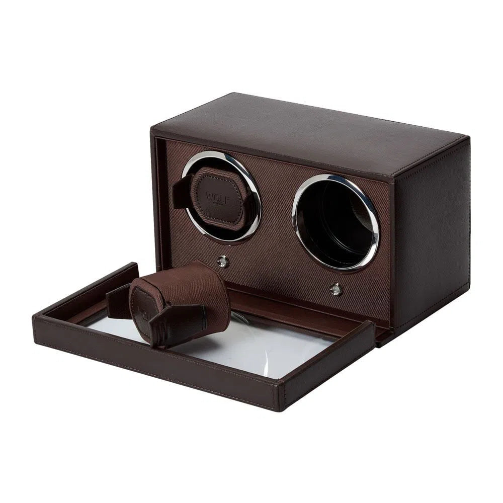 Horlogebeweger - Cube 2 horloges bruin met deksel