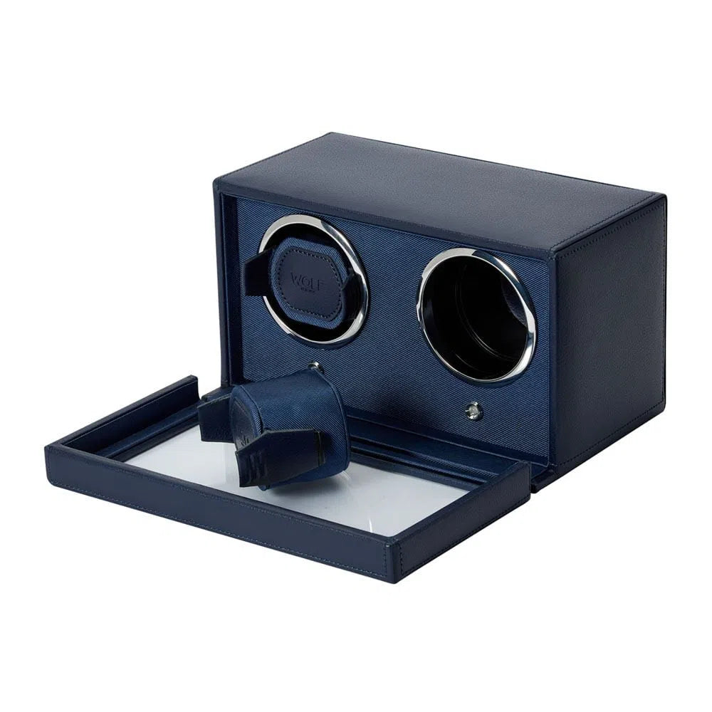 Horloge-opwinder - Cube 2 horloges marineblauw met deksel