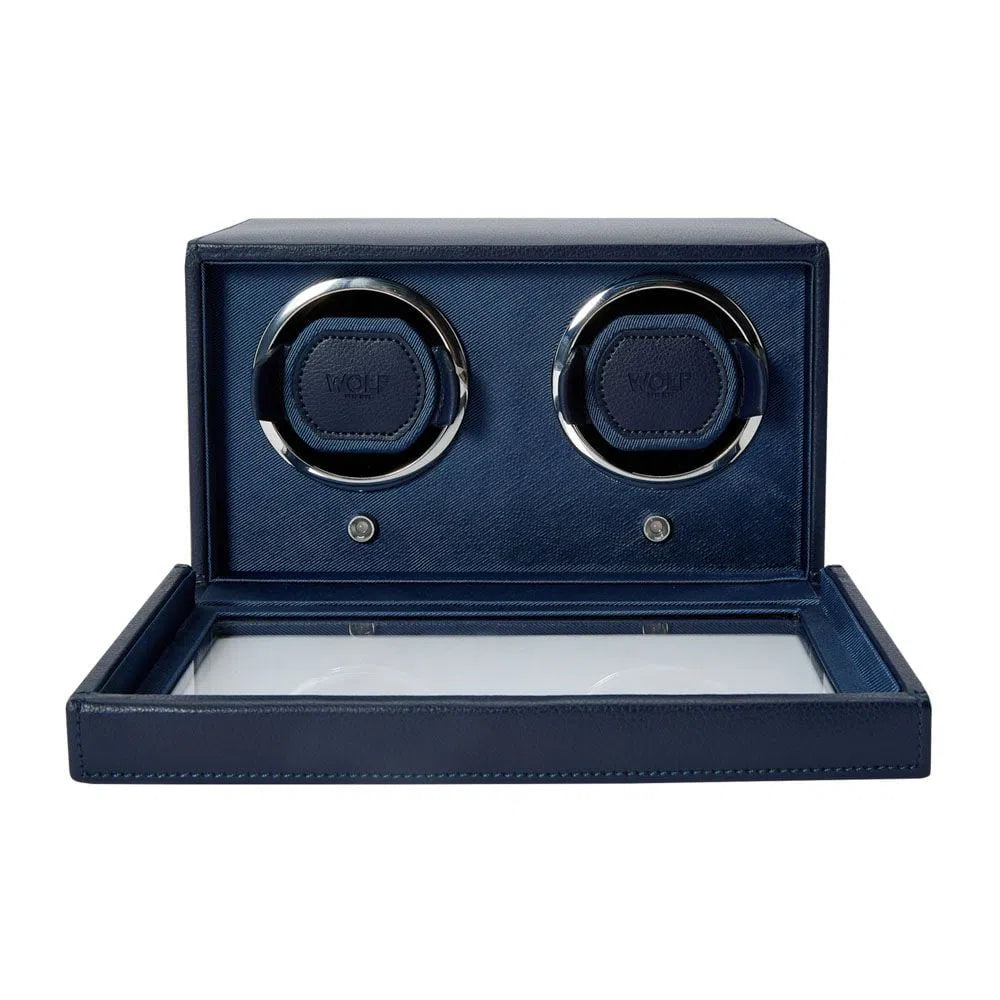 Horloge-opwinder - Cube 2 horloges marineblauw met deksel