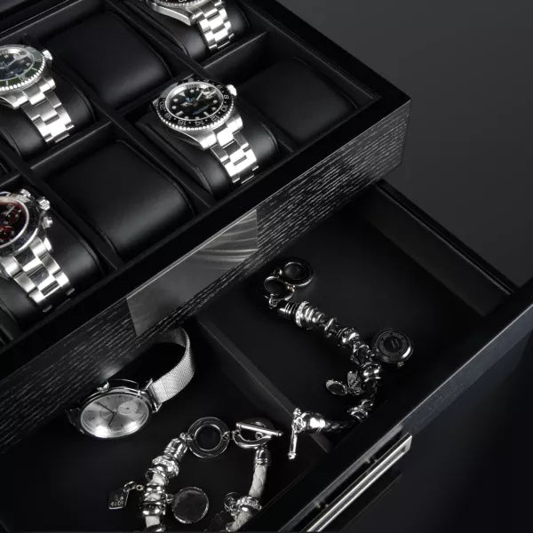 Horlogedoos - Monteray 10 horloges zwart satijn