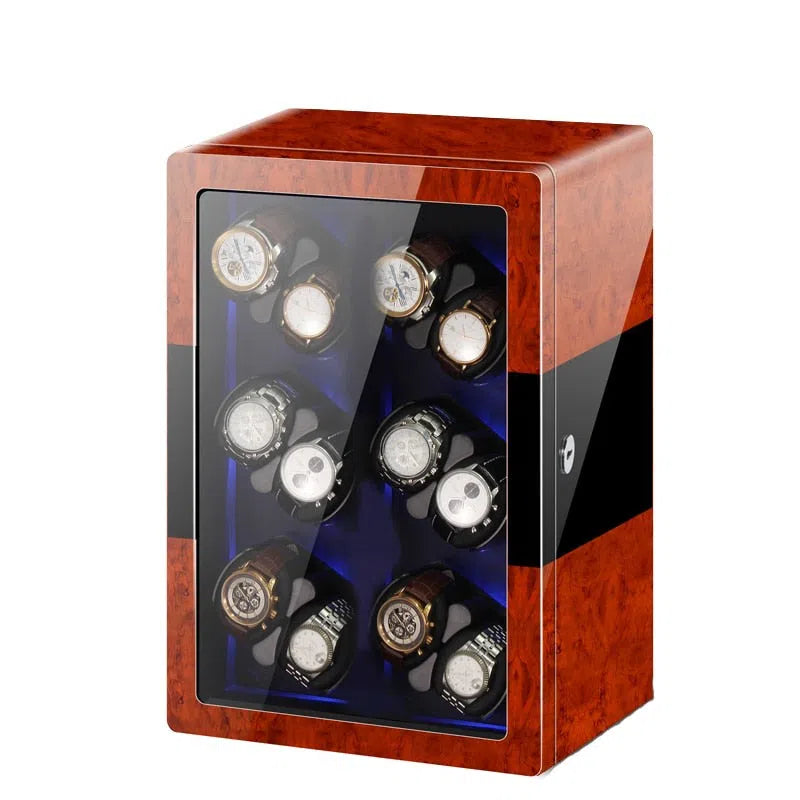 LuxeLift Auburn automatische horloge-opwinder met 12 plaatsen