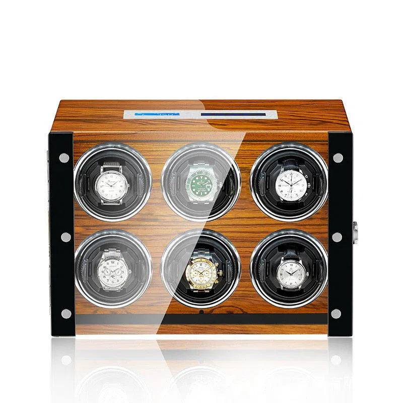 Premium bruine horloge-opwinder met 6 slots
